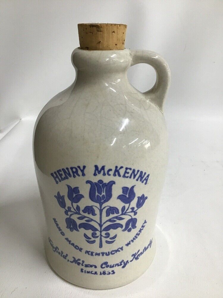 Vintage Henry McKenna Bourbon Whiskey Stoneware Jug 4/5 QUART