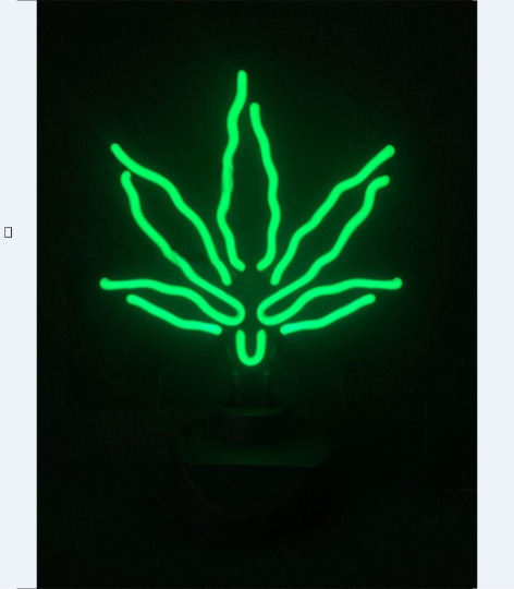 Amazing Hand Blown Green CANNABIS Leaf NEON Sculpture Marijuana,420 DeskTop sign