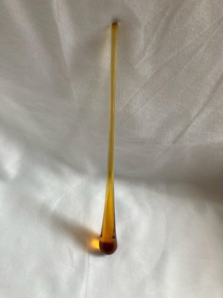 Vintage amber glass mixing/stirring rod for cocktails and drinks