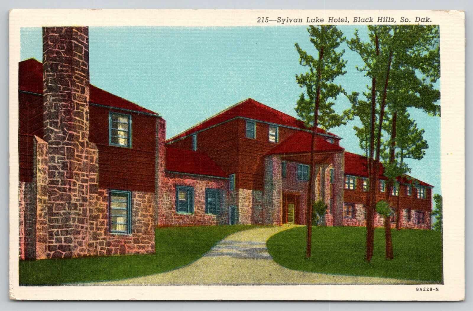 Postcard SD Black Hills Sylvan Lake Hotel Linen UNP A20