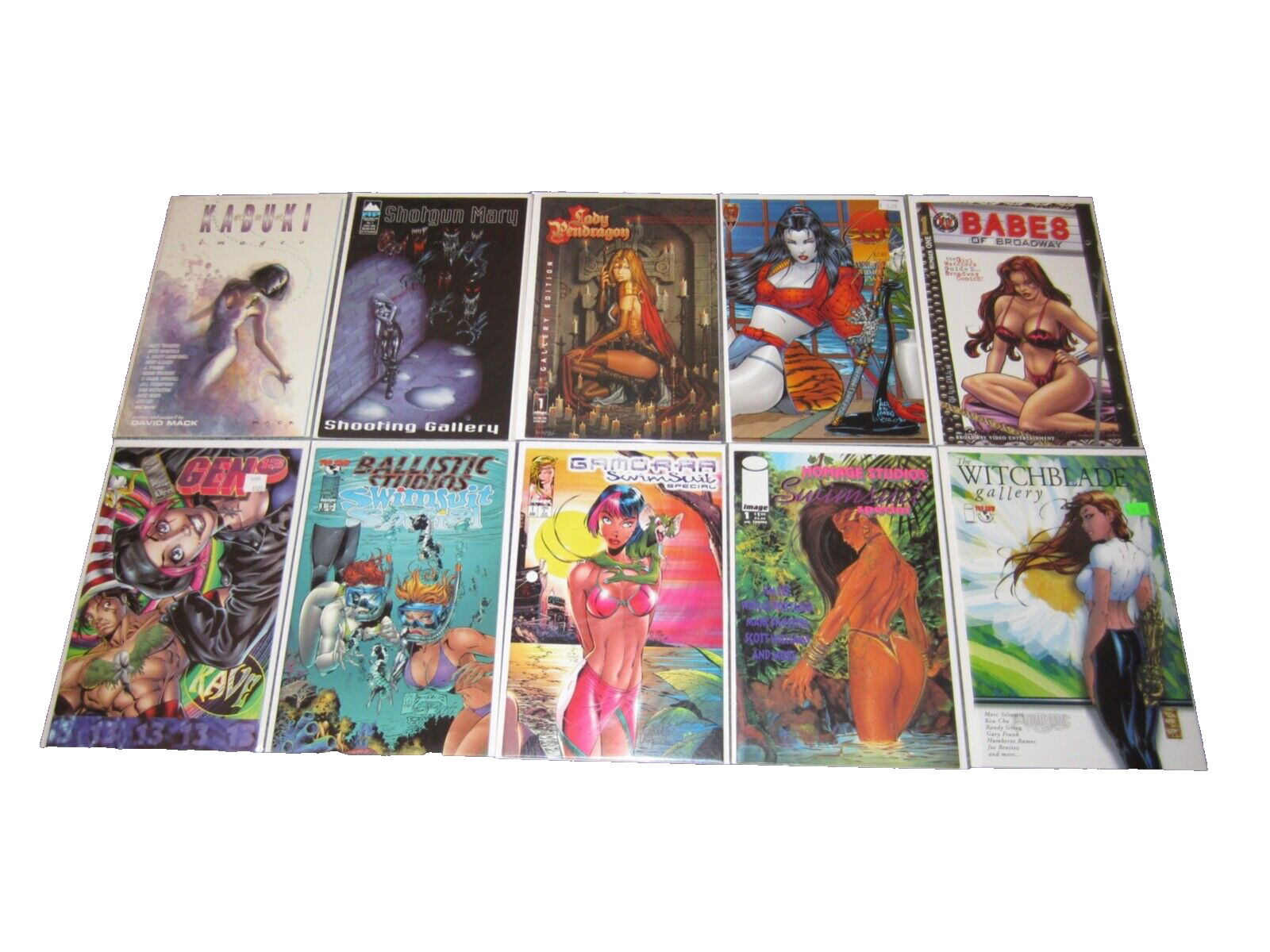 Mostly 90\'s Image/Indie Lot of 10 Swimsuit/Pinup Comics VF/NM Witchblade Kabuki