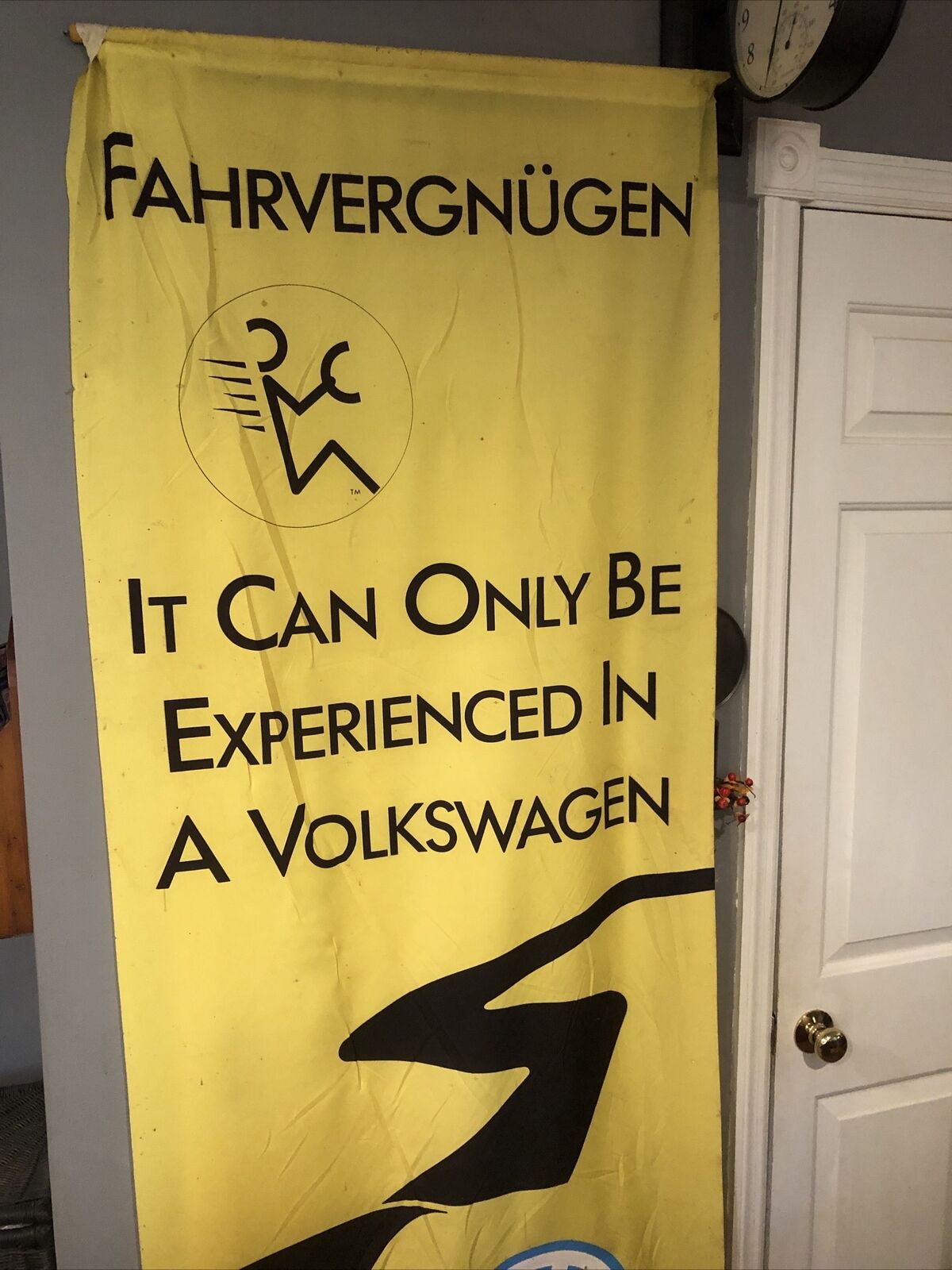 Original Vintage Volkswagen Fahrvergnugen Banner