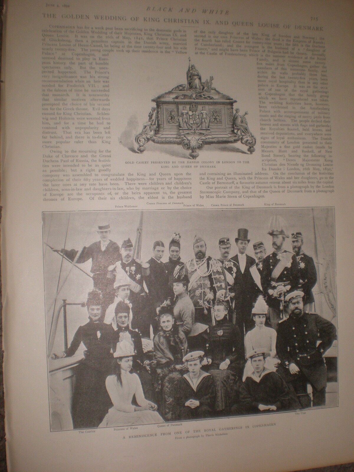 Photo article Golden Wedding King Christian IX Queen Louise Denmark 1892 ref AU