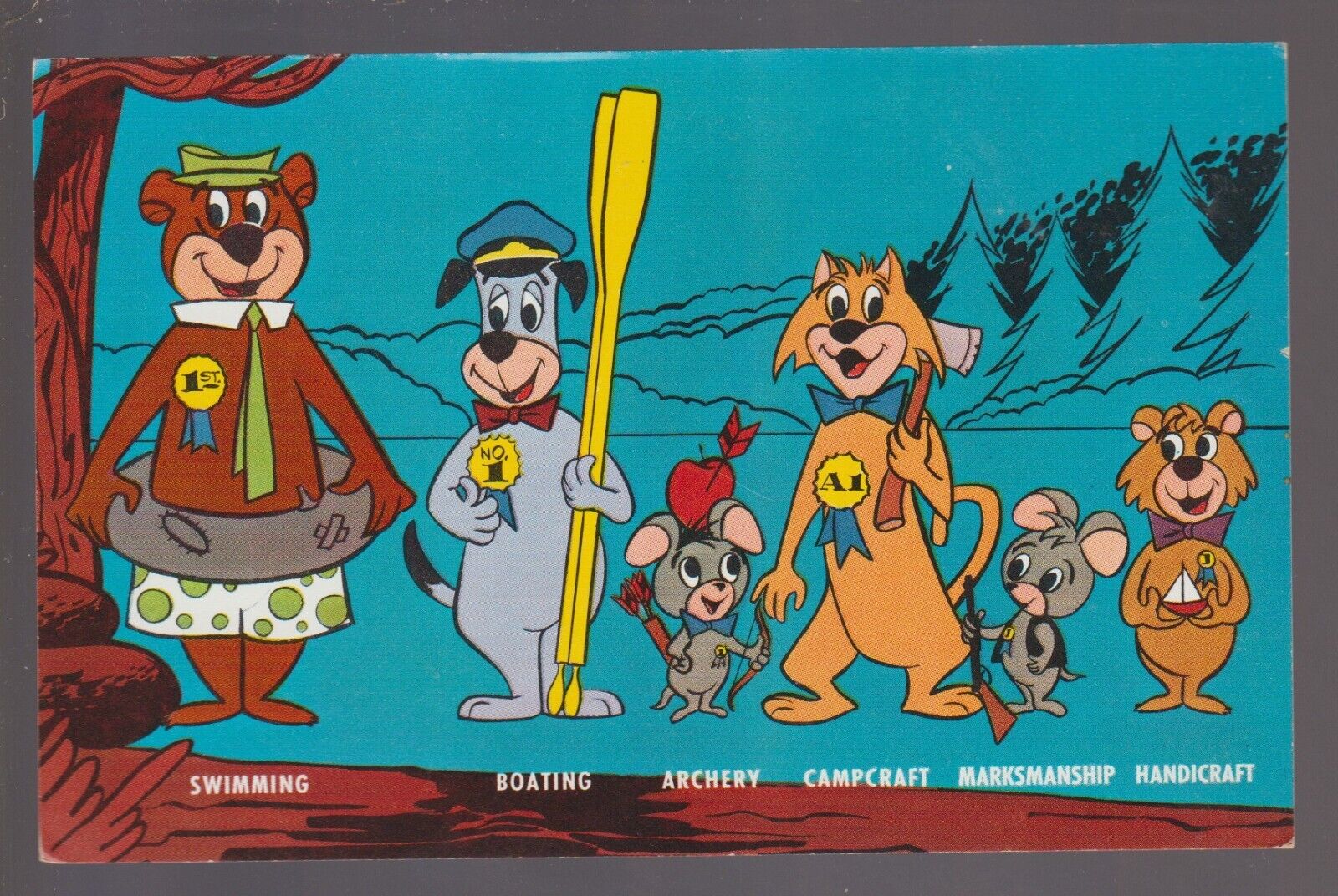 c1960s ADVERTISING Hanna Barbara YOGI BEAR Kids Camp Card KELLOGG\'S CEREAL