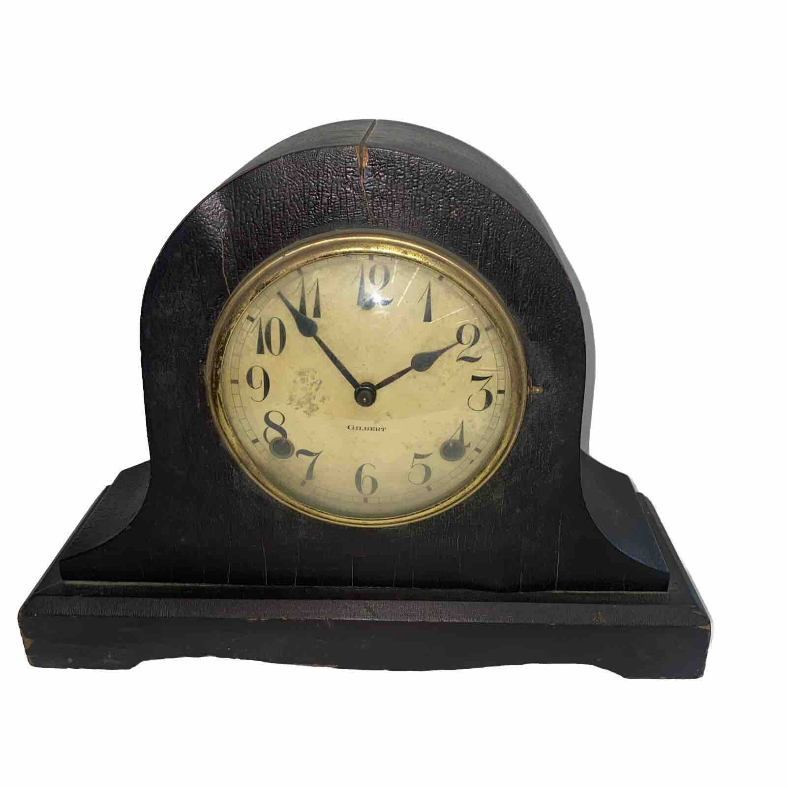 Antique Gilbert Tall Tambour Style Mantle Clock Missing Pendulum