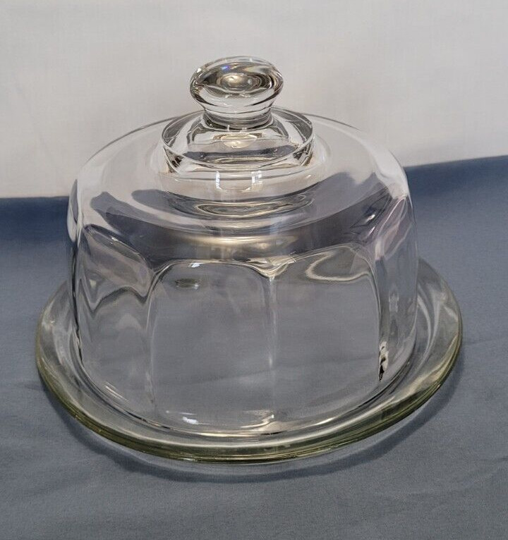 Vintage Solid Clear Glass Cheese Domed