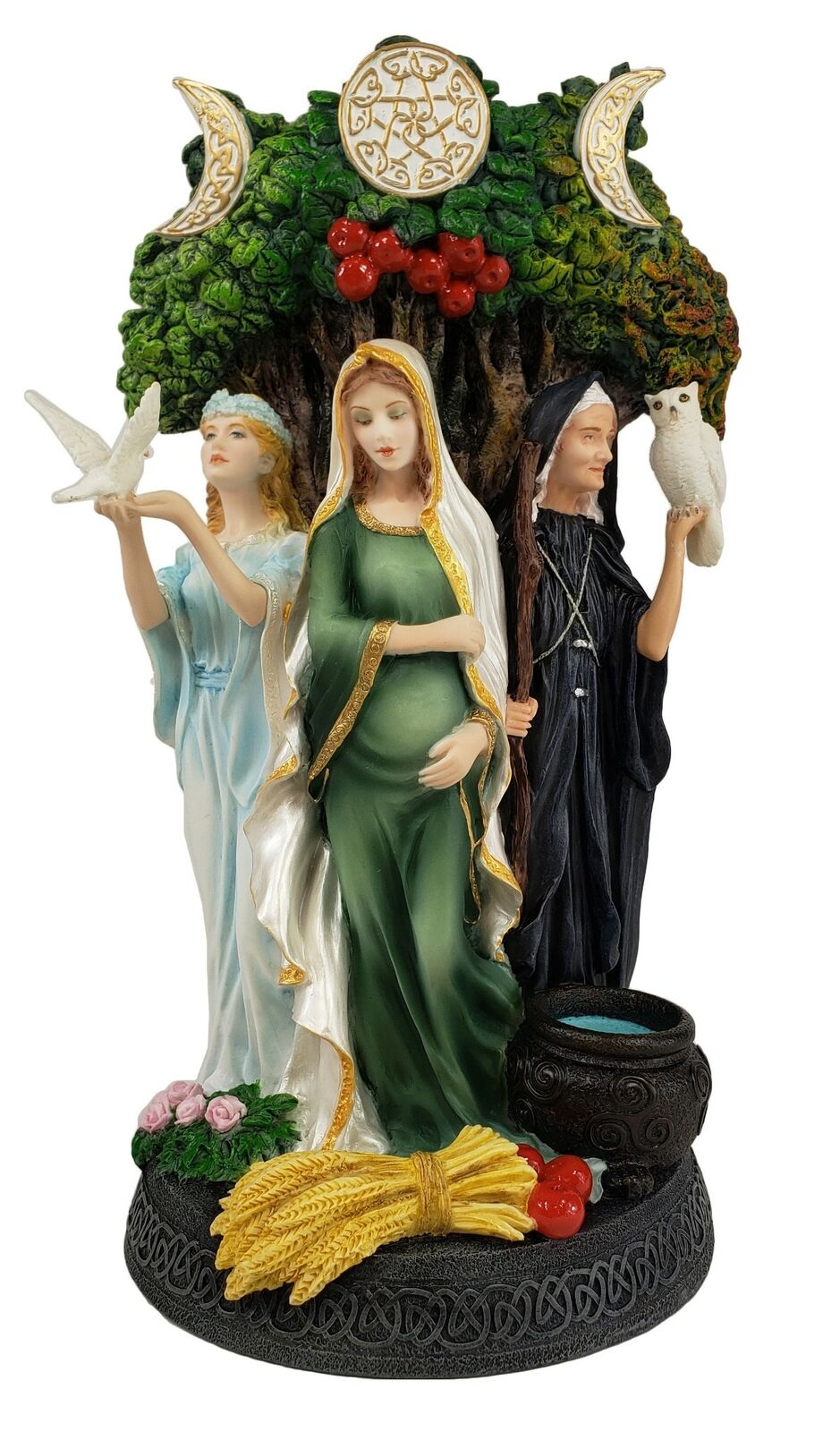 Veronese Celtic Triple Goddess Maiden, Mother Danu and Crone Statue Hand Painted