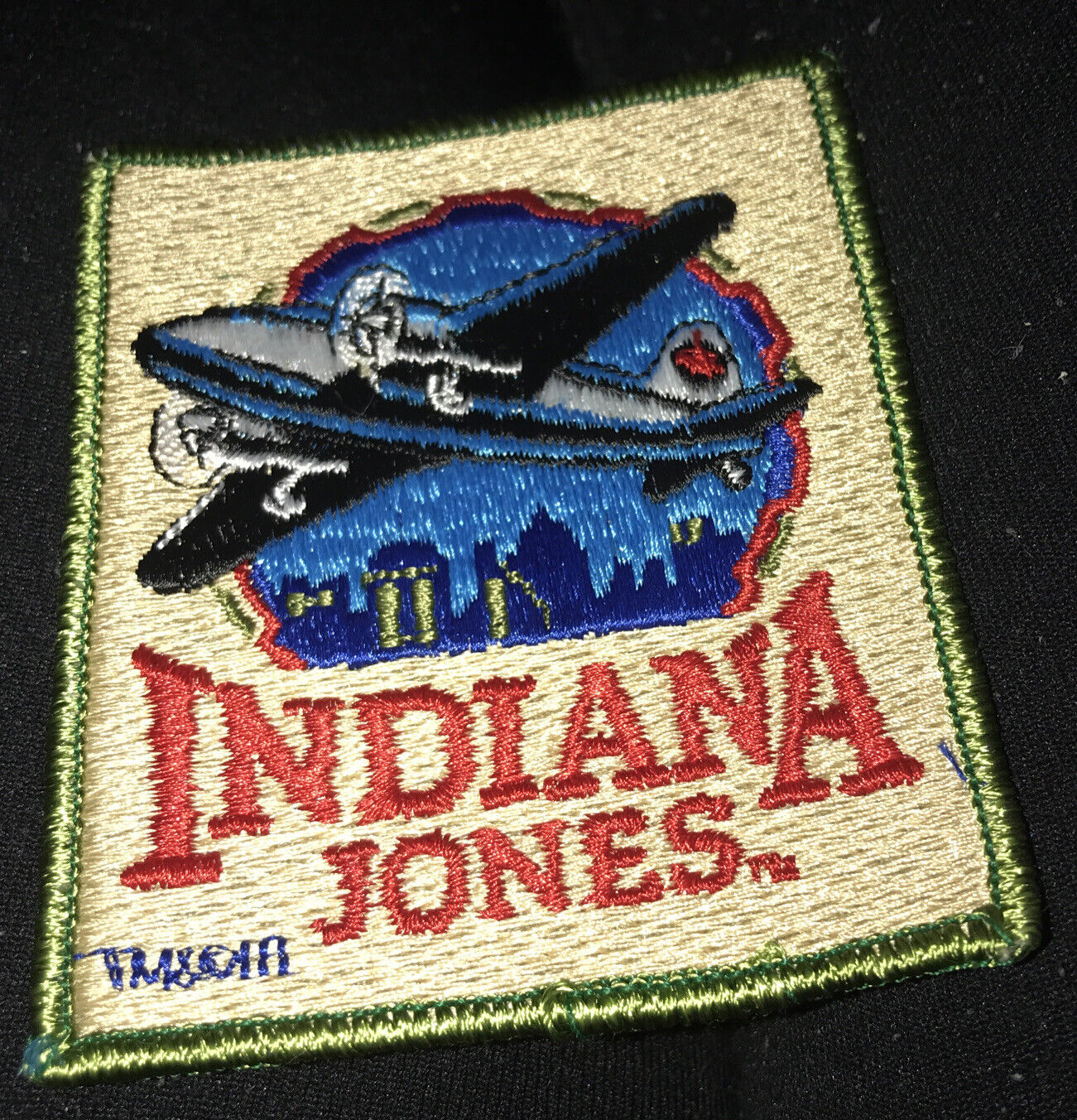 Disneyland Indiana Jones Indy Patch Plane Fabric Authentic Man Cave 4” New VTG