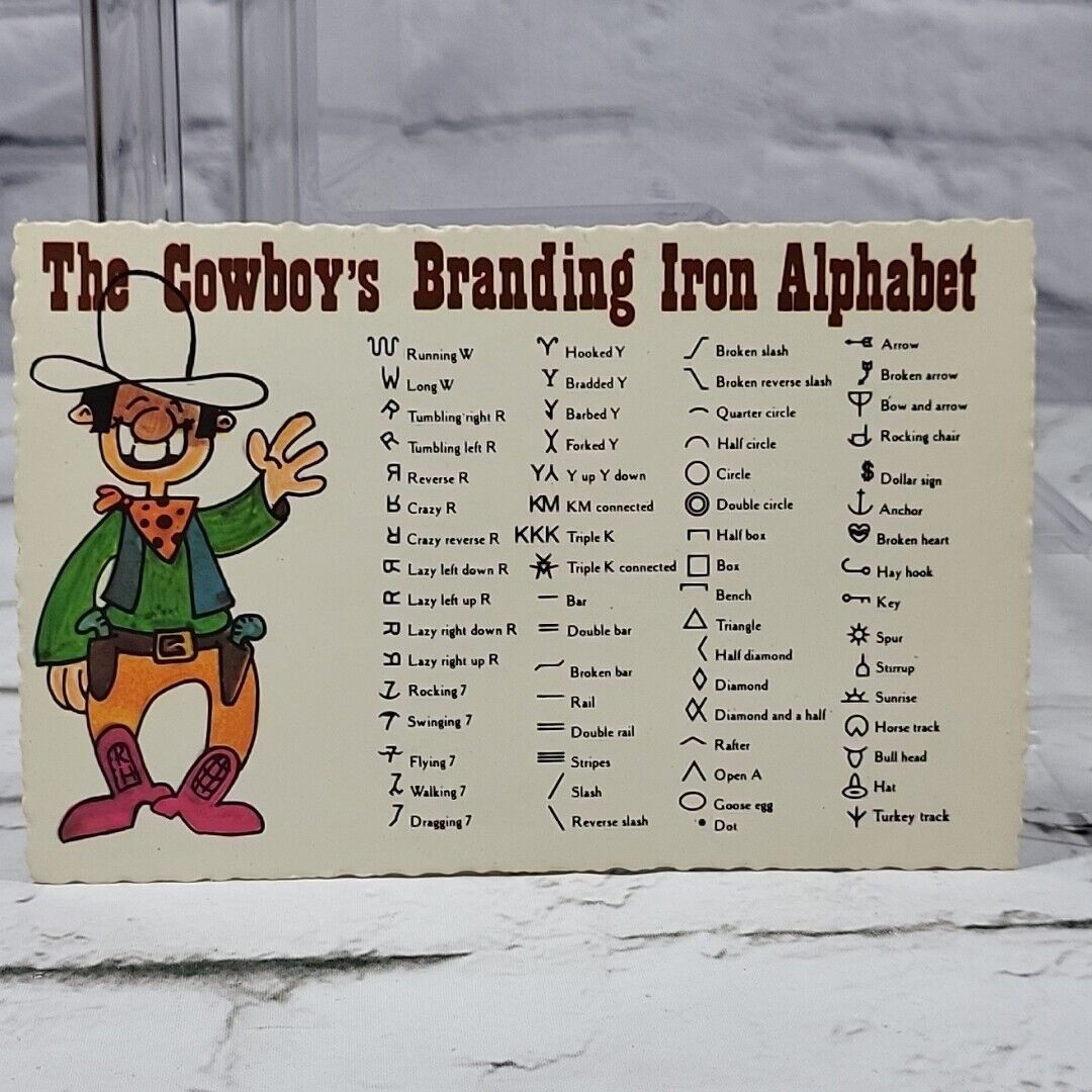 The Cowboys Branding Iron Alphabet Vintage Postcard Humor
