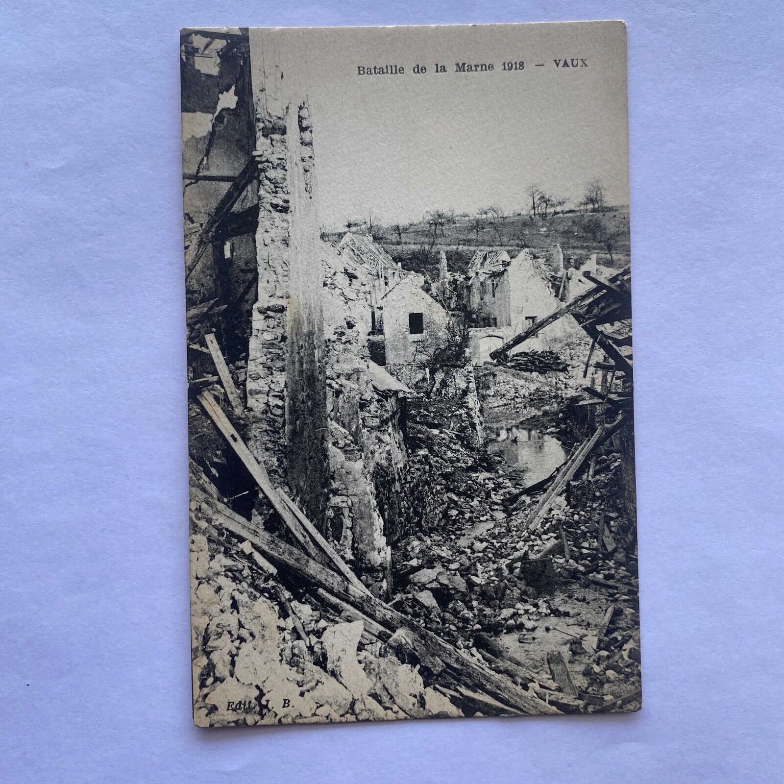 Bataille de la Marne Vaux 1918 Post WW1 Postcard 