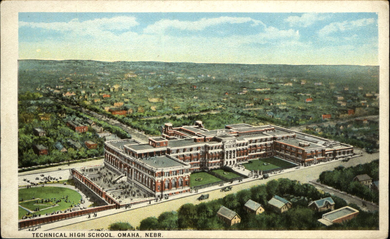 Technical High School ~ Omaha Nebraska ~ 1920s postcard