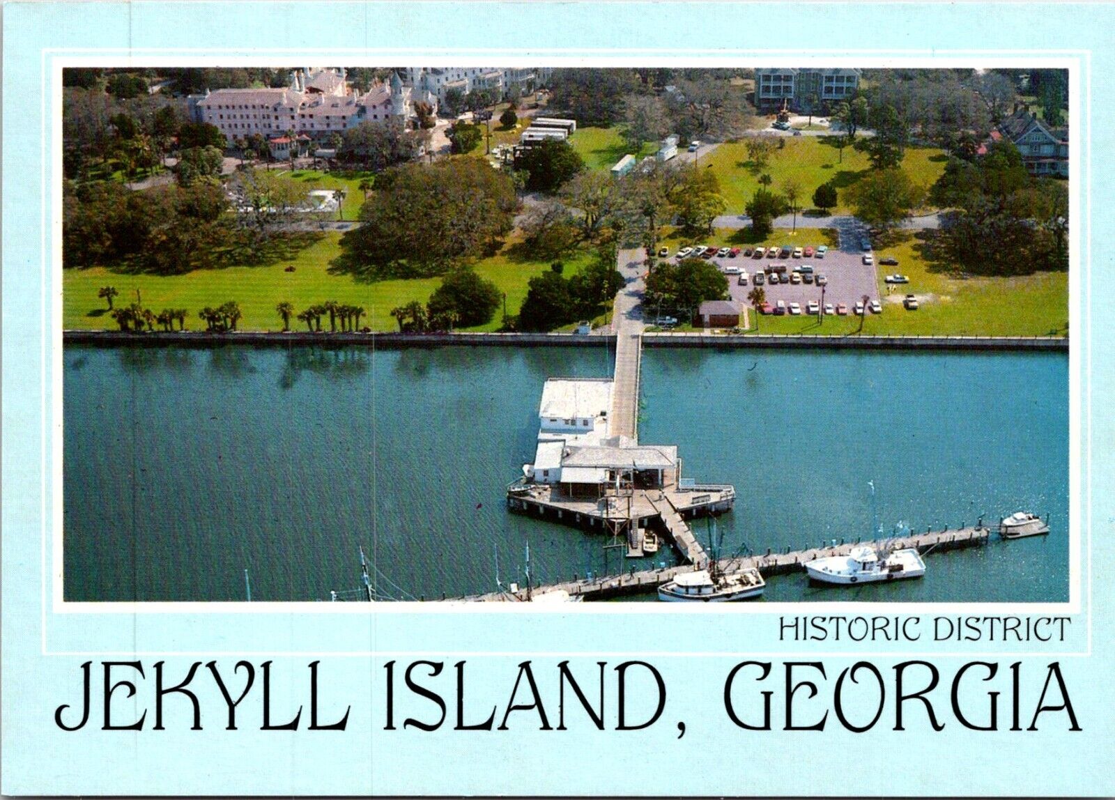 Postcard Jekyll Island Historic District Birds Eye Georgia C81
