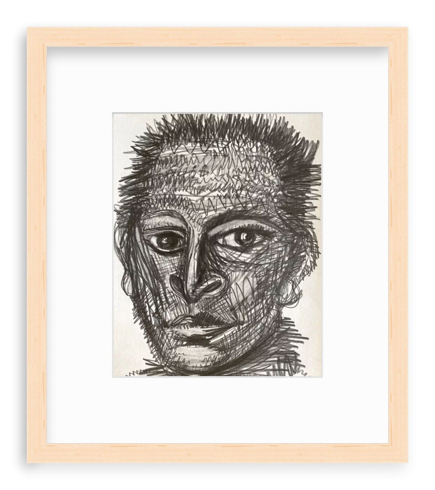 Native American Indian Man Portrait ORIGINAL ART Drawing Charcoal Pencil Paper