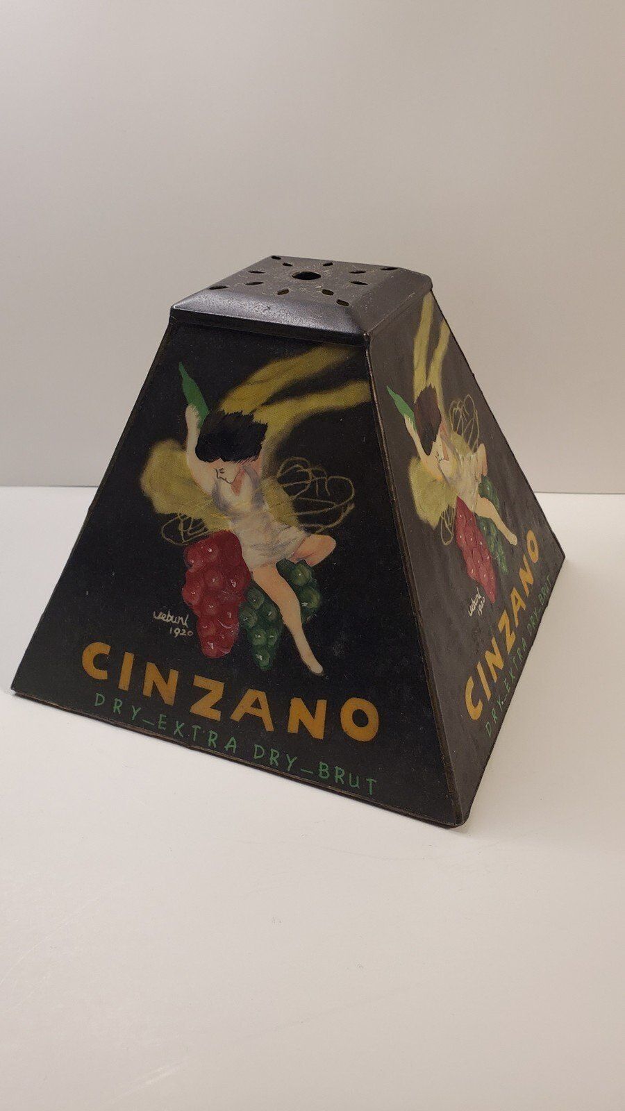 Vintage Asti Cinzano Wine Glass Lampshade 1920 Hand Painted Signed.