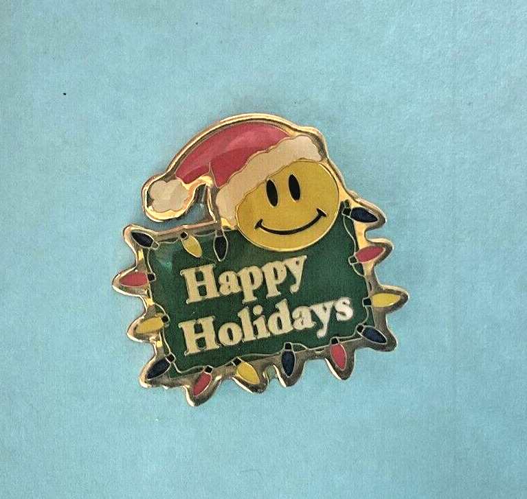 VTG Walmart Lapel Pin Happy Holidays Smiley Christmas Collectible Associate