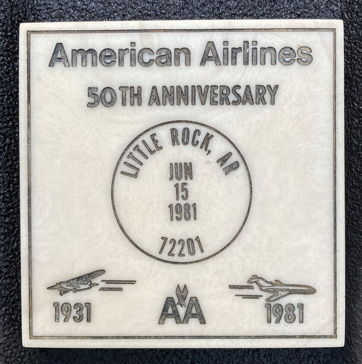 Vintage 1931-1981 AMERICAN AIRLINES - 50TH ANNIVERSARY Little Rock, Ark plaque