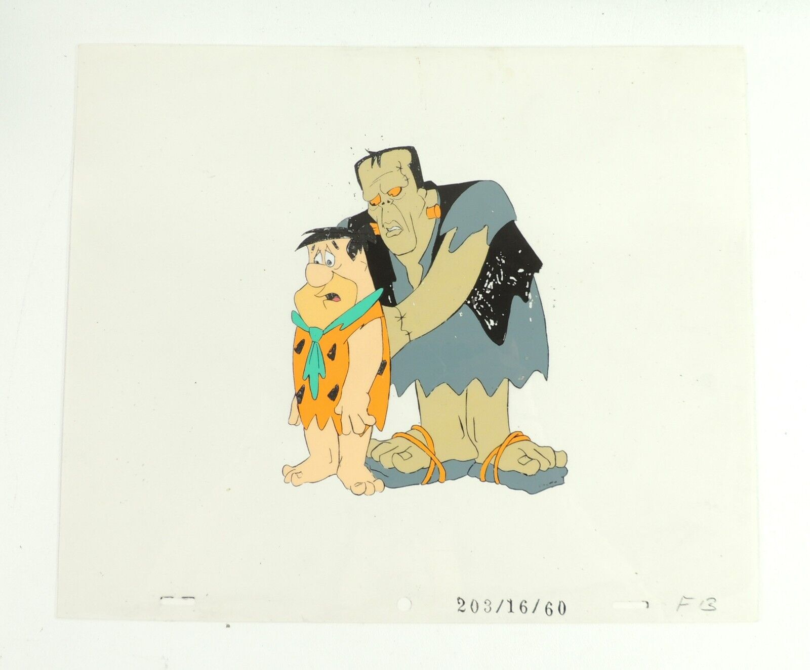 Authentic Vtg Hanna Barbera FRED FLINTSTONE & FRANKENSTONE Production Art Cel