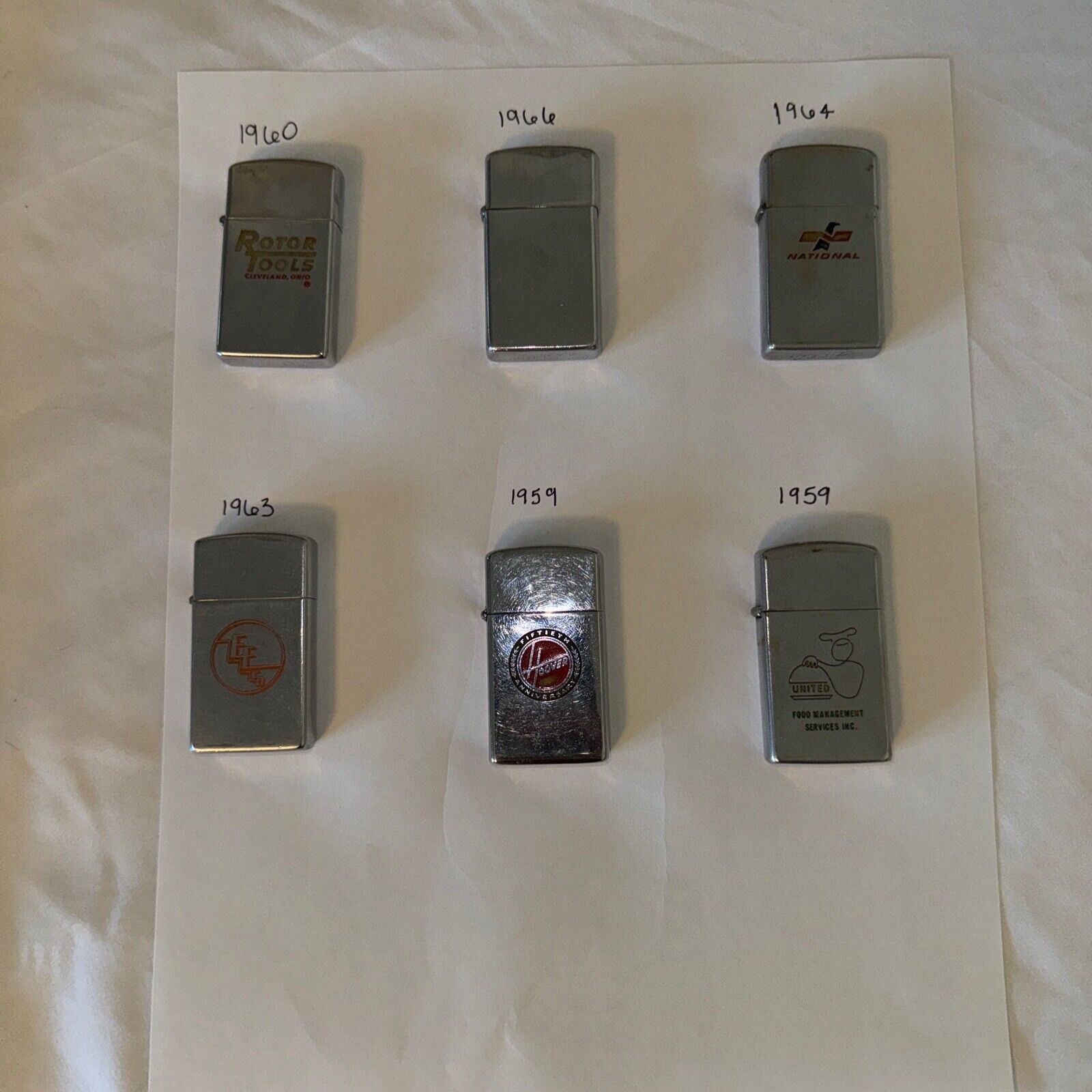 Vintage Slim Zippo Lighter Lot Of 6 1959 And Up
