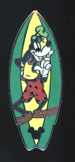 2005 DLR Cast member lanyard Surfboard Goofy Hidden Mickey pin