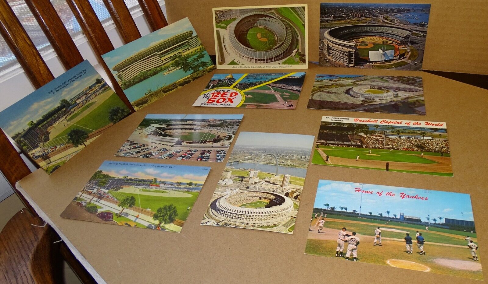 11 old Stadium Postcards (Ballparks) Al Lang Field, Milwaukee County, Shea, etc.