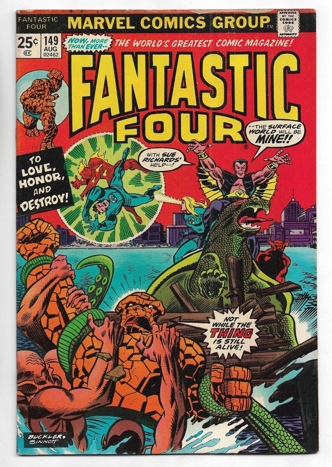The Fantastic Four #149 Marvel Comics 1974 Rich Buckler art / Sub-Mariner   