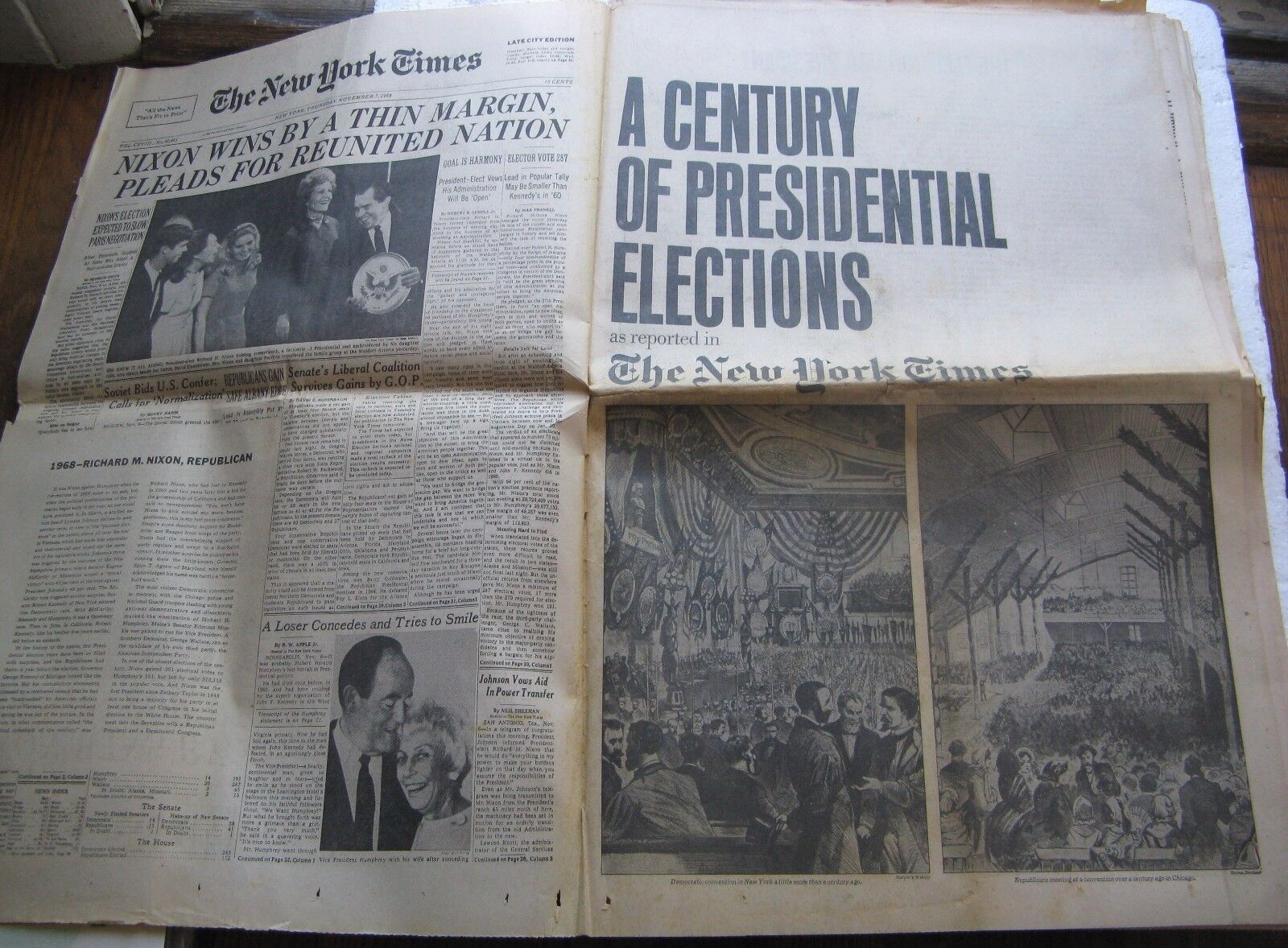 1972 New York Times Century of Presidential Elections Front Pages of Newspapers