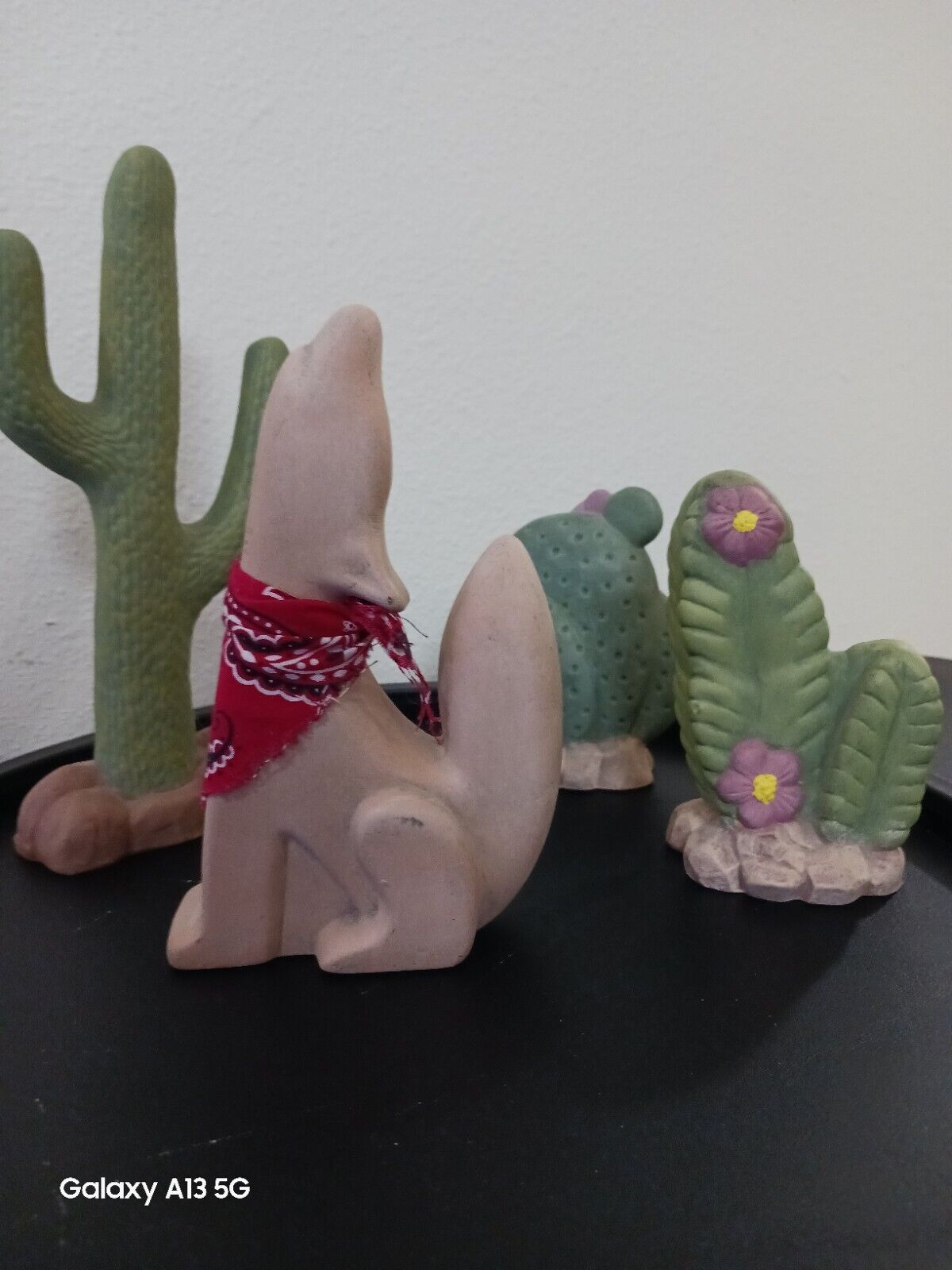 Coyote And Cactus Ceramic Southwest Figurines 