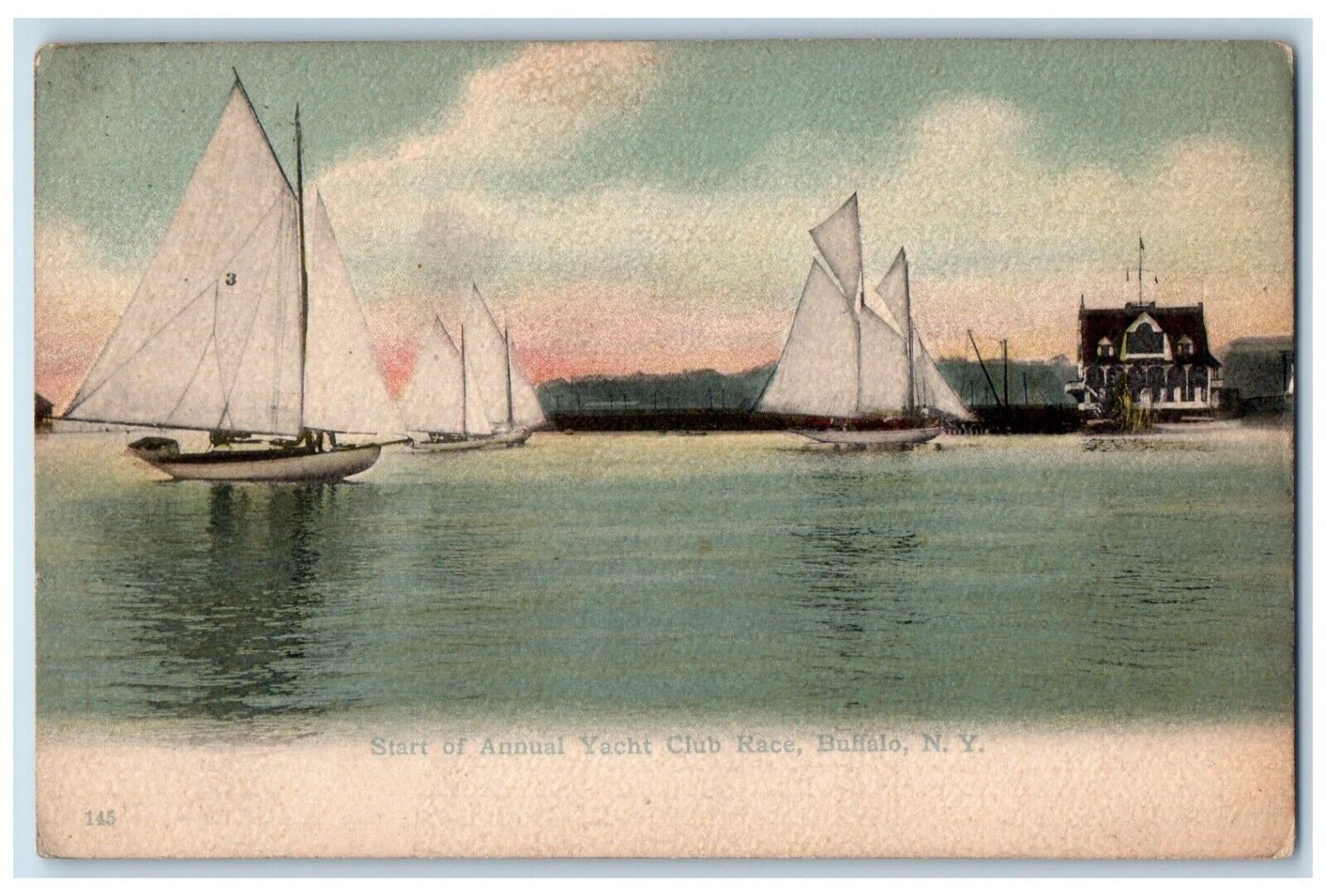 c1910\'s Start Of Annual Yacht Club Race Buffalo New York NY Antique Postcard