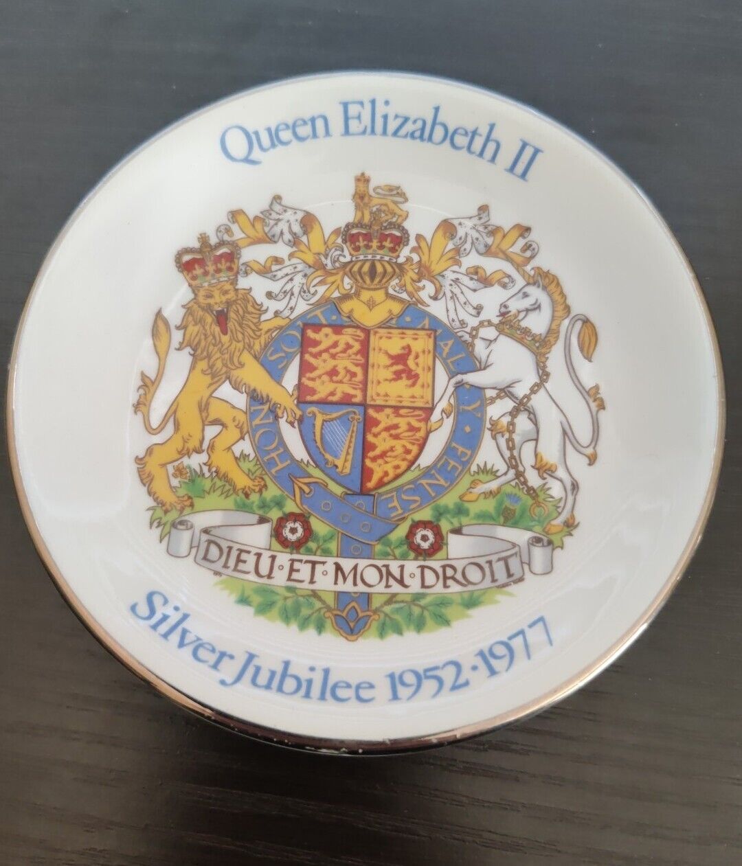 Vintage Queen Elizabeth II Silver Jubilee Plate/TRINKET DISH British Monarchy