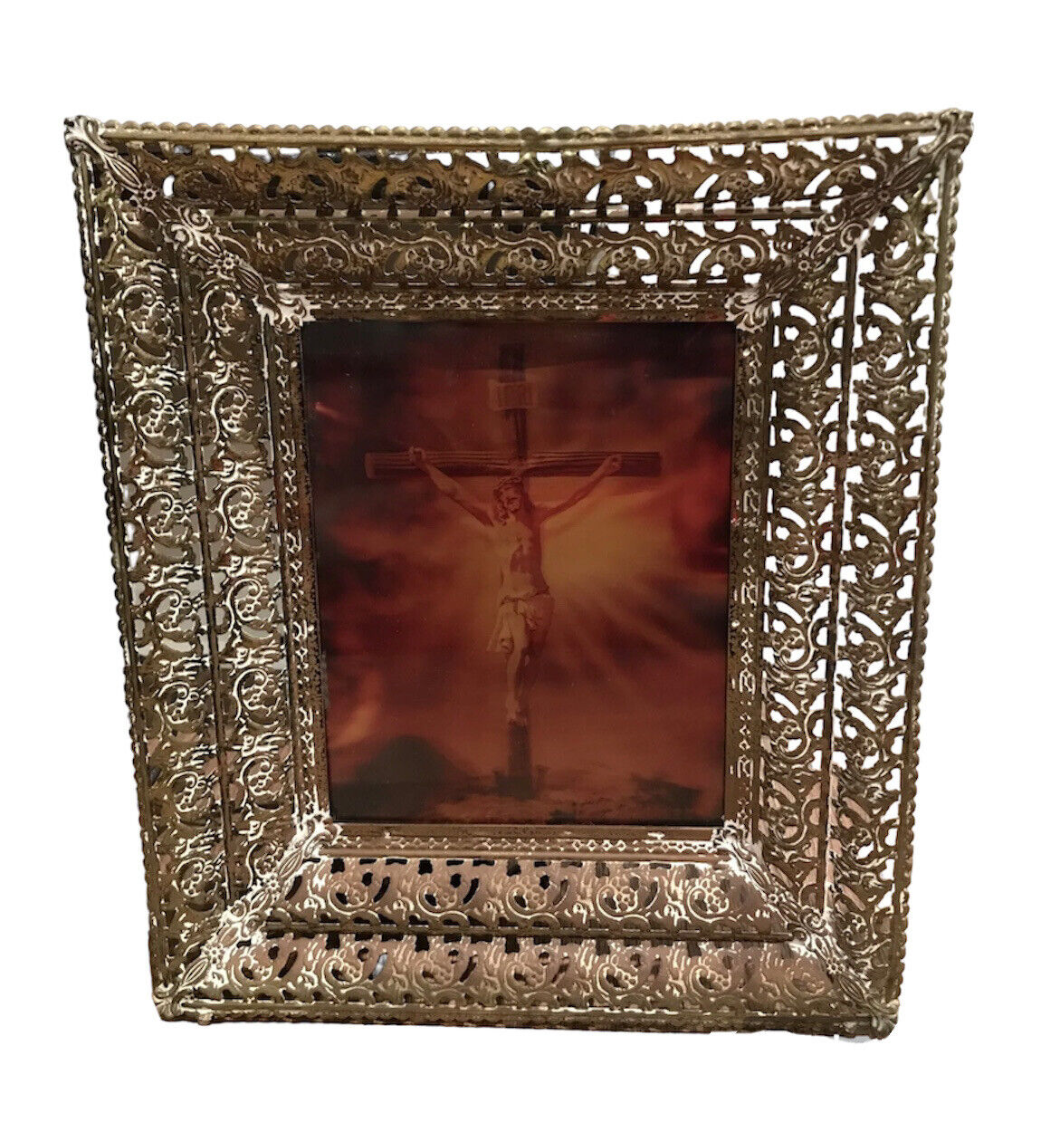 VINTAGE LIGHTED JESUS CRUCIFIXION & ASCENSION 3D HOLOGRAM LIGHTED PICTURE RETRO