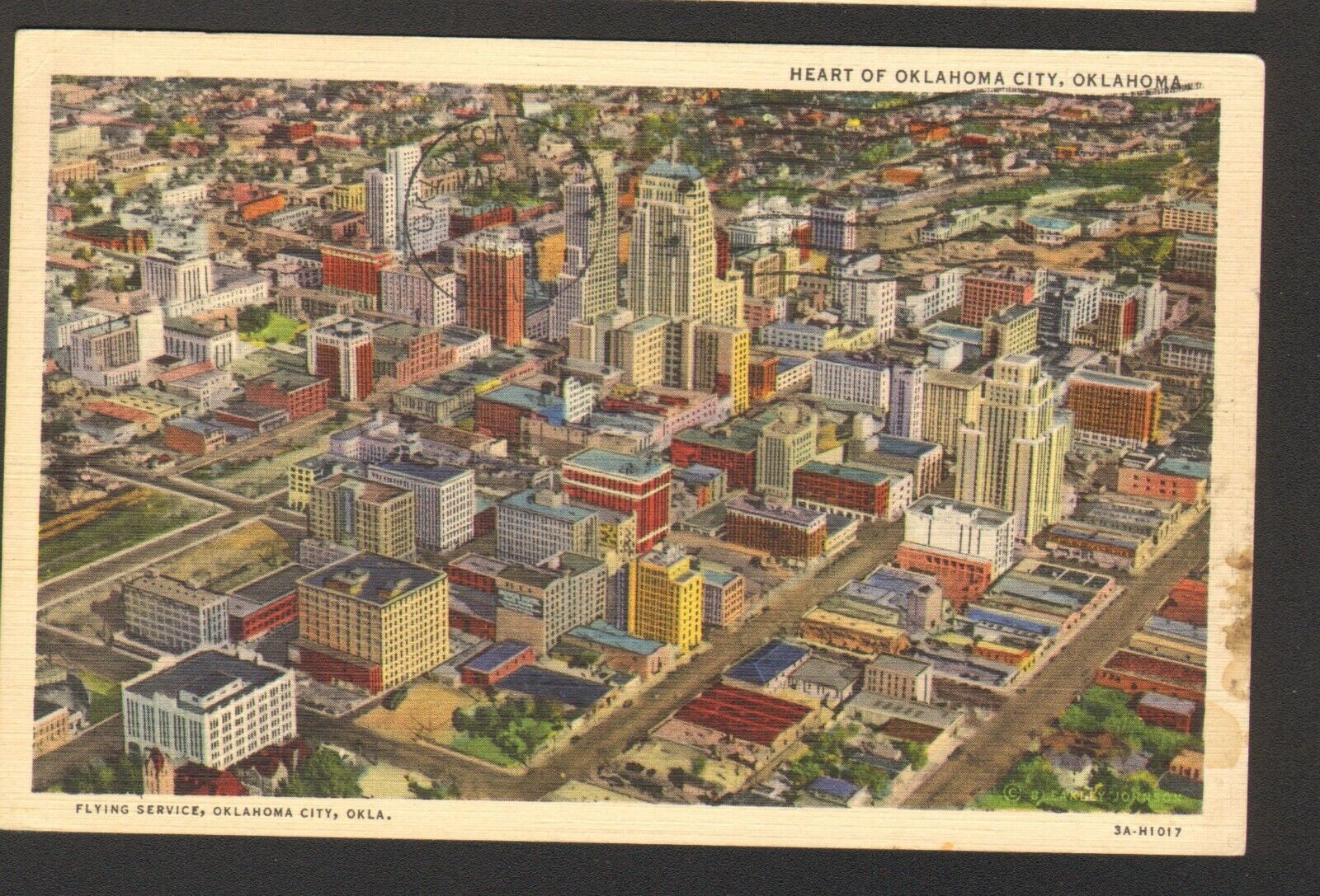 1938 Postmarked Postcard Heart of Oklahoma City Oklahoma OK