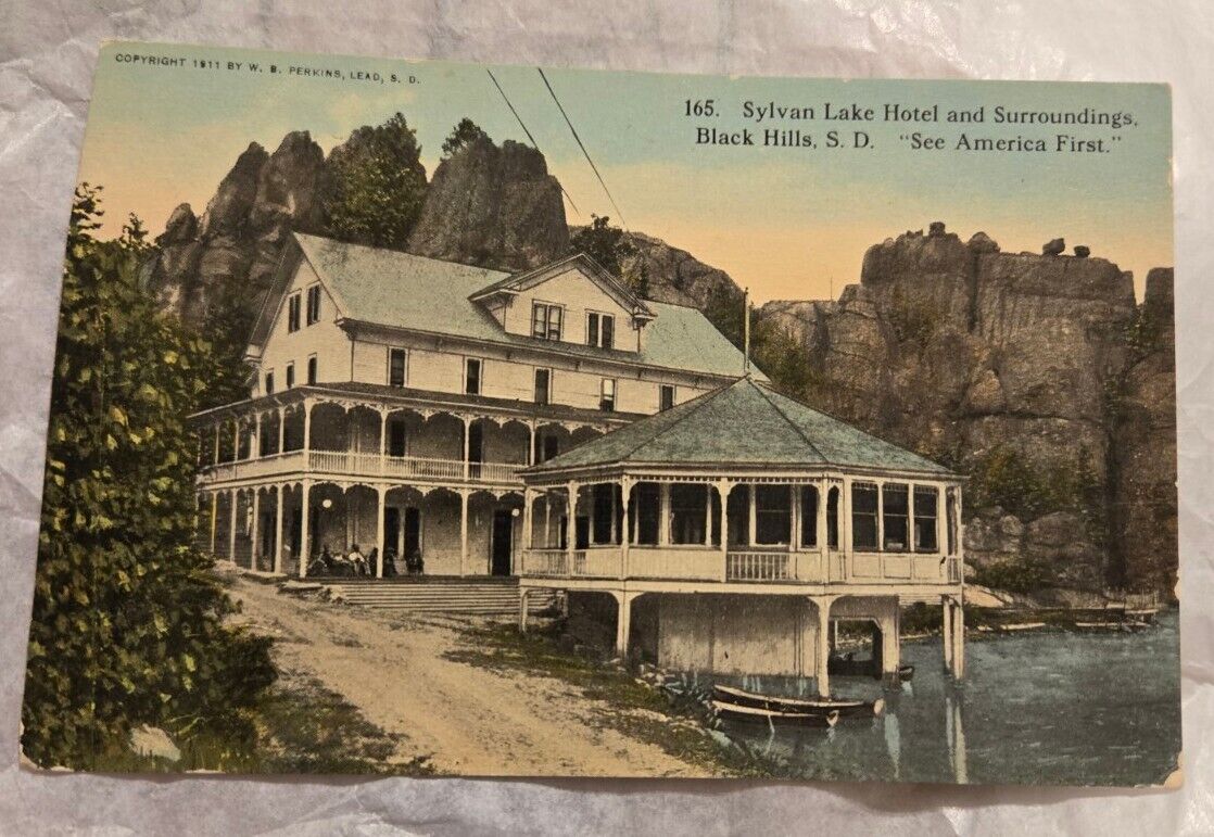 Vintage Postcard 1913 Black Hills SD-South Dakota, Sylvan Lake And Hotel M-28 