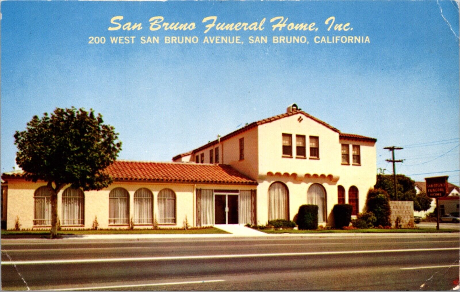 Postcard San Bruno Funeral Home 200 West San Bruno Avenue, California