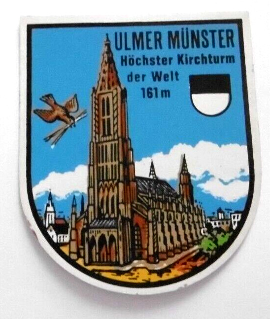 Souvenir-Aufkleber Ulm Ulmer Münster Highest Church Tower The World Baden-Württ