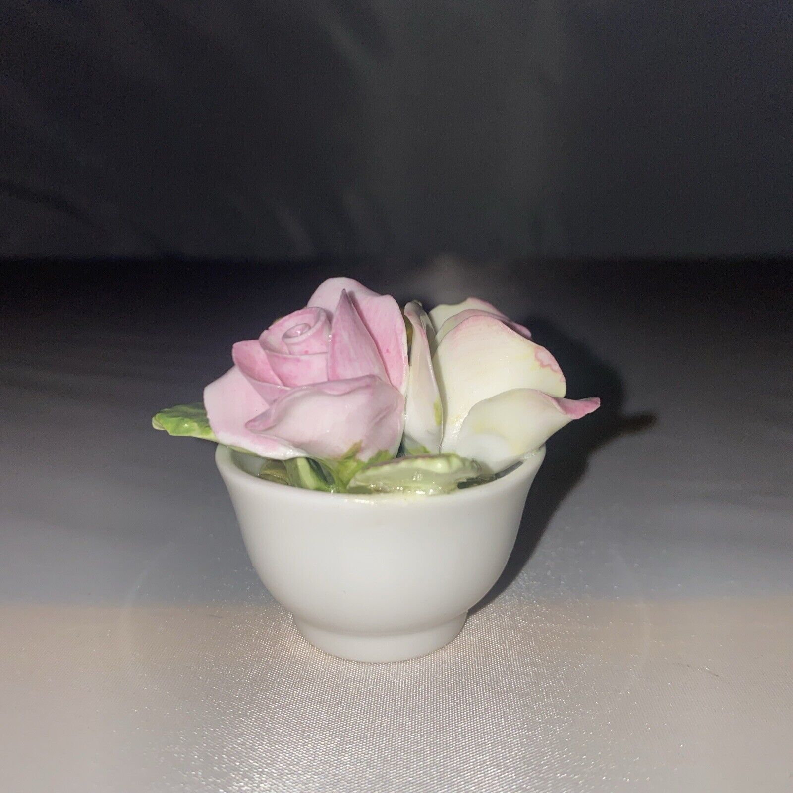 Vintage Coalport Bone China Roses In Flower  Pot Made In England 