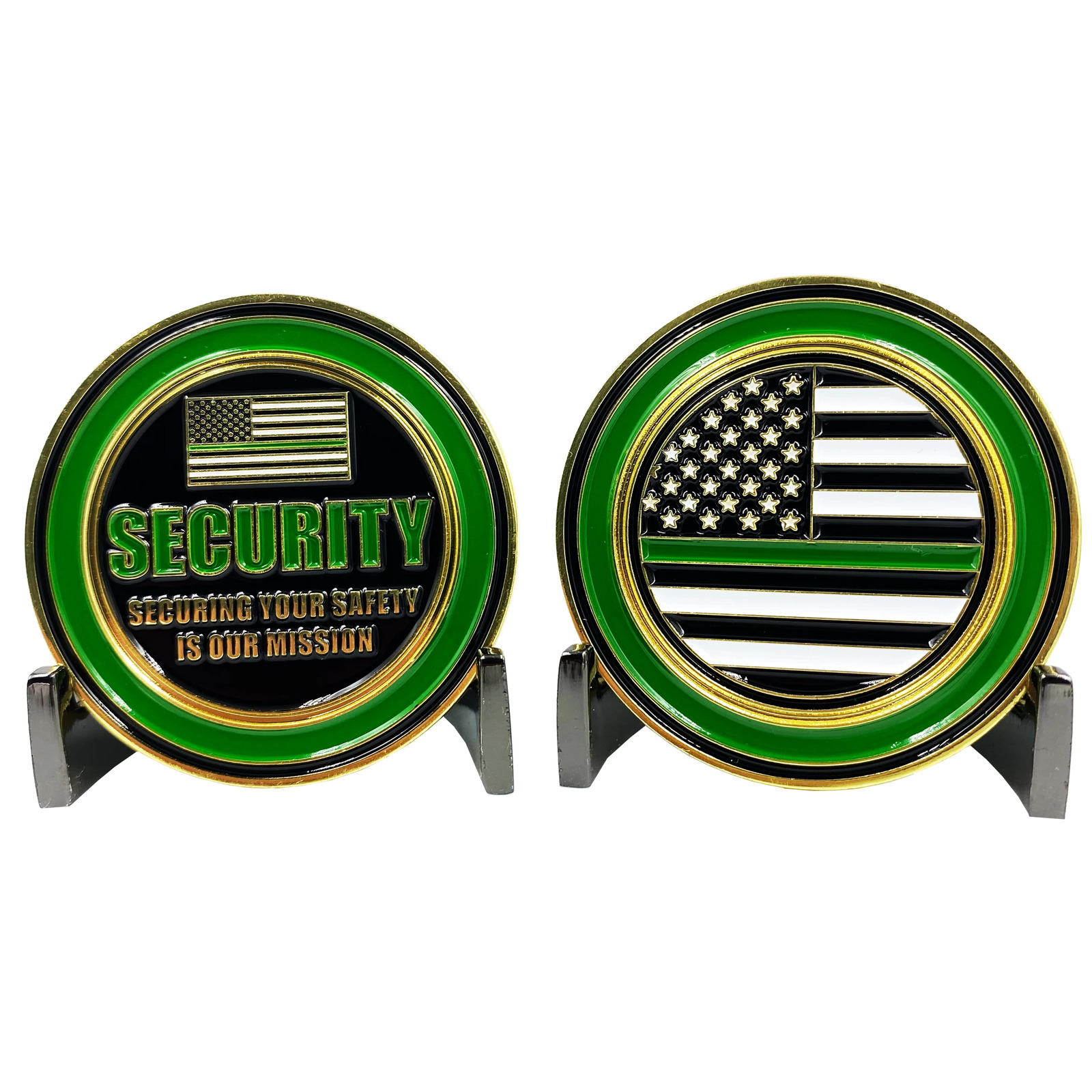 CL3-01 Thin Green Line Challenge Coin Security Enforcement Agent Officer Guard