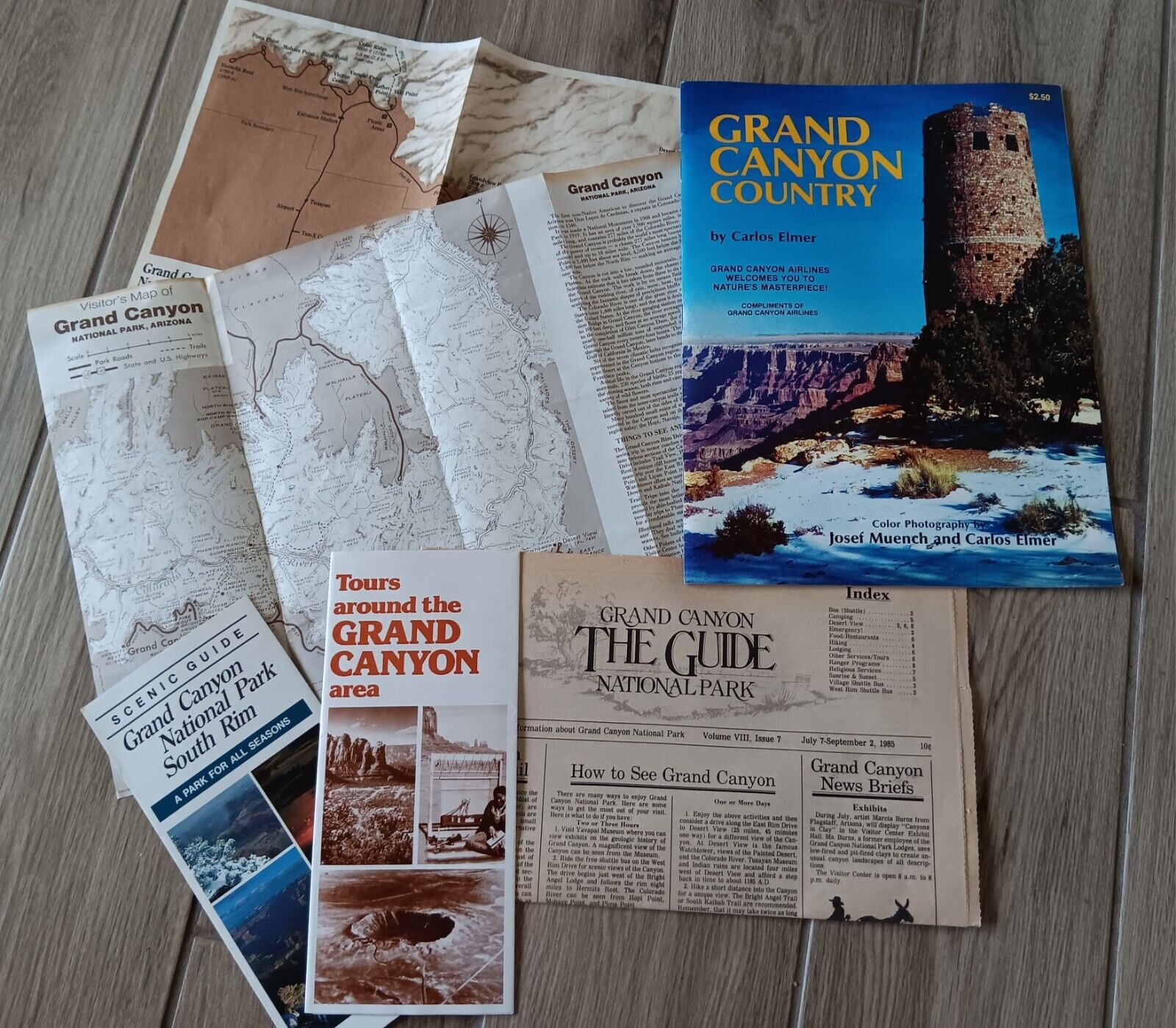 6 Vintage 1980\'s Grand Canyon Brochures Maps Pamphlets Guide Fred Harvey