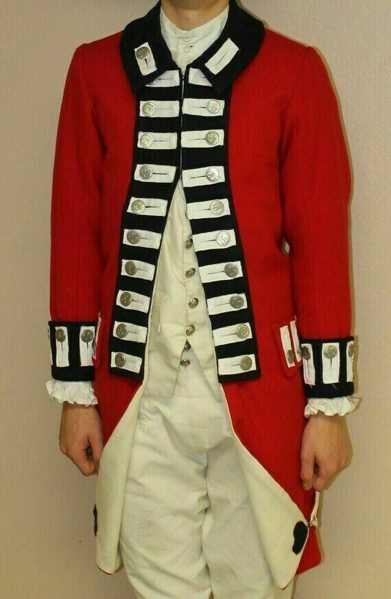 New Red British 1770s Military With Black Lapel Wool Men\'s Jacket Fast Shipping