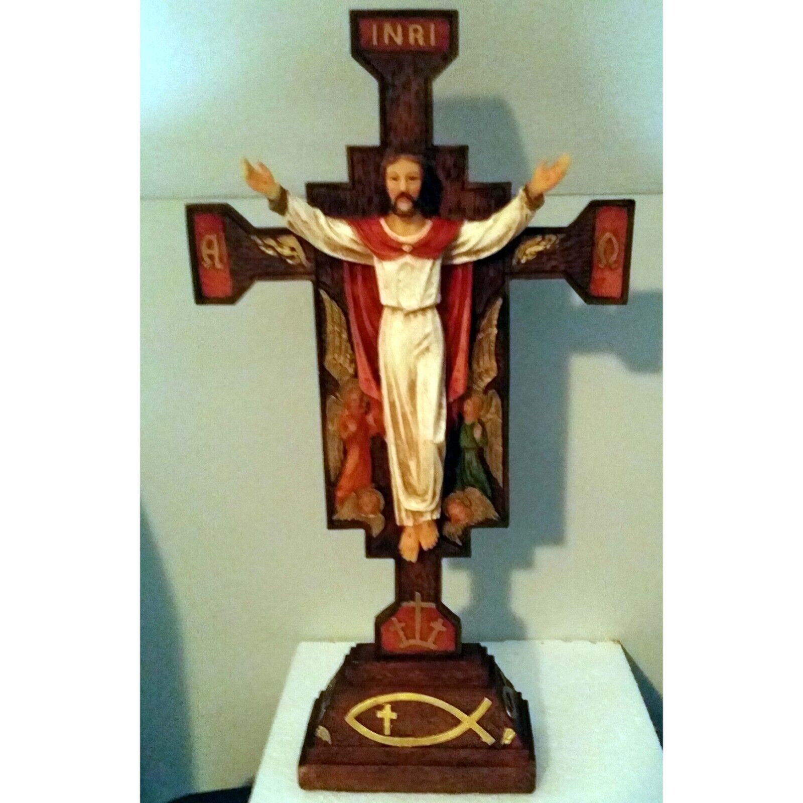 New Resurrected Christ Standing Crucifix Resin Sculpture