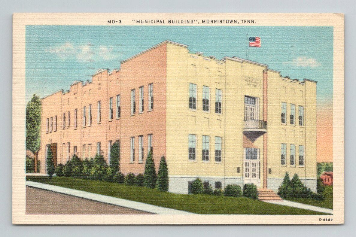 Morristown TN municipal building 1954 linen Vintage Postcard $K