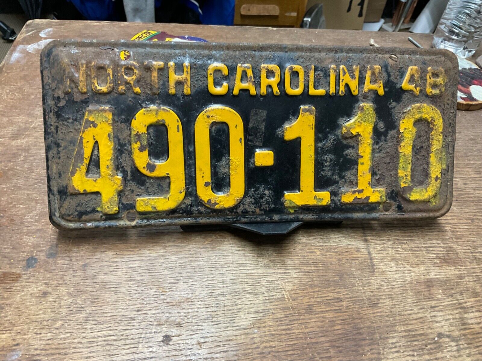 1948 North Carolina Plate 490 110 Vintage Rustic