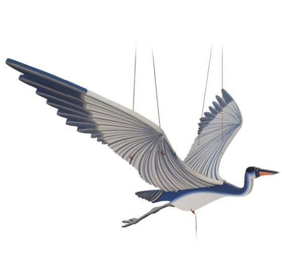 Blue Heron Bird Flying Mobile Wood Colombia Fair Trade New