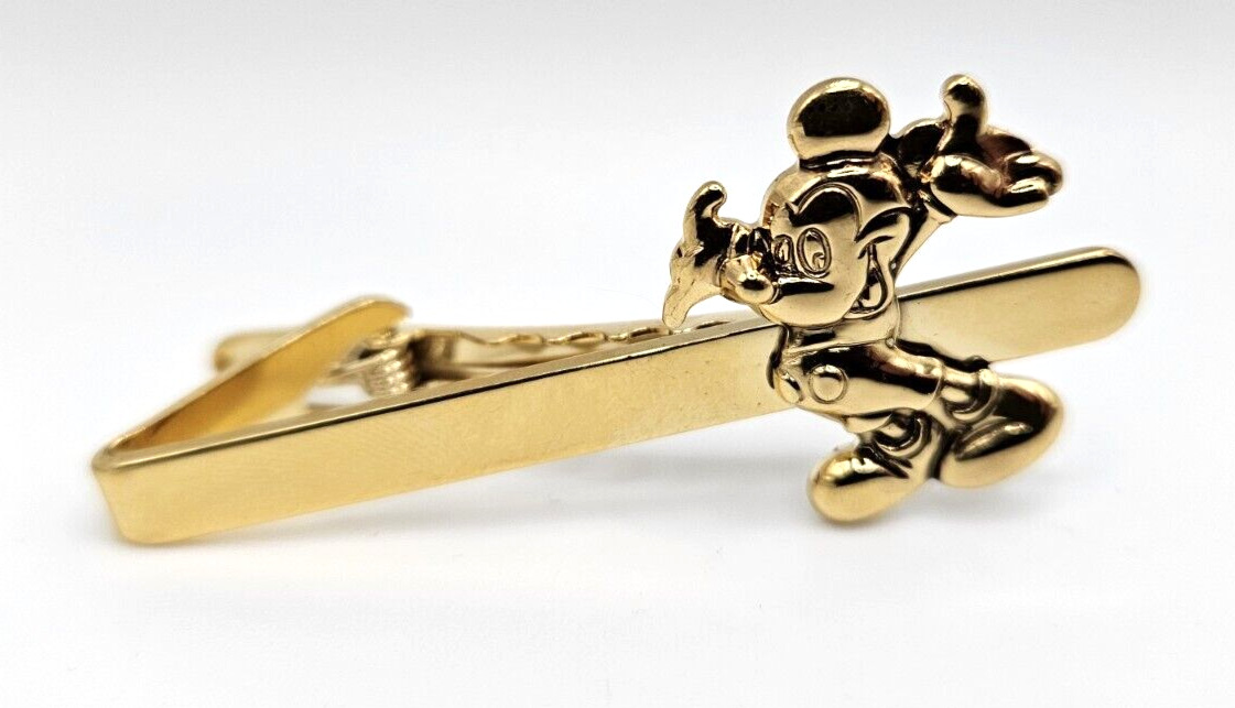 Vintage Mickey Mouse Tie Clip Stamped Disney Gold Tone