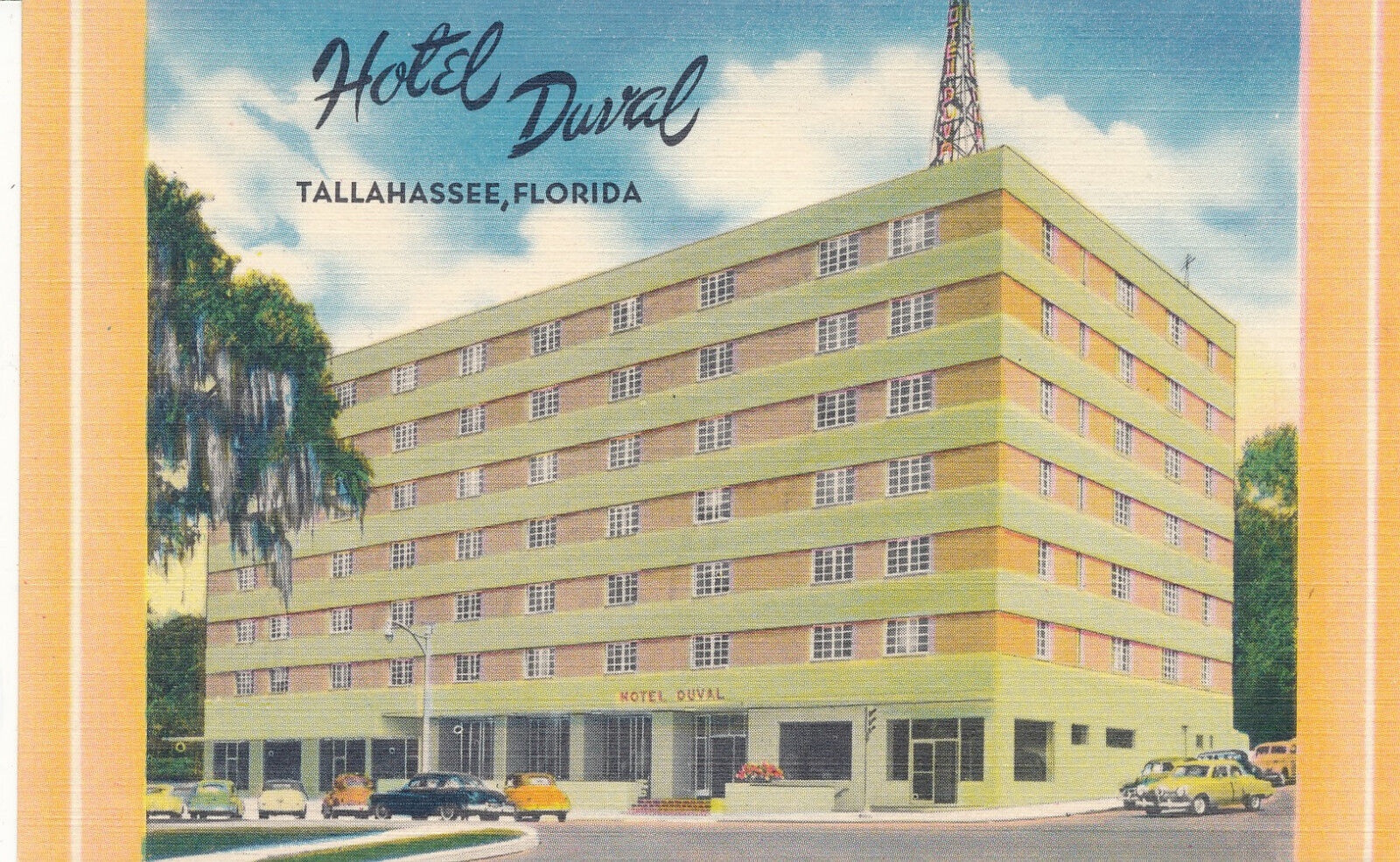 Unmailed linen Hotel Duval Tallahassee Florida FL #836