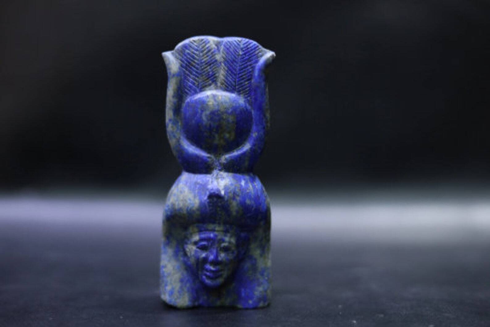 Lapis lazuli HATHOR statue - Lapis lazuli figurine - Natural Lapis lazuli