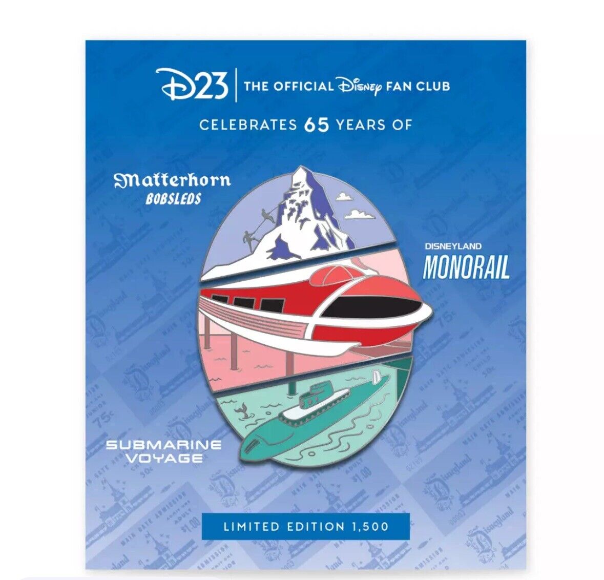 D23 Matterhorn Bobsleds Monorail 65th Anniversary LE 1500 Mini Jumbo Pin