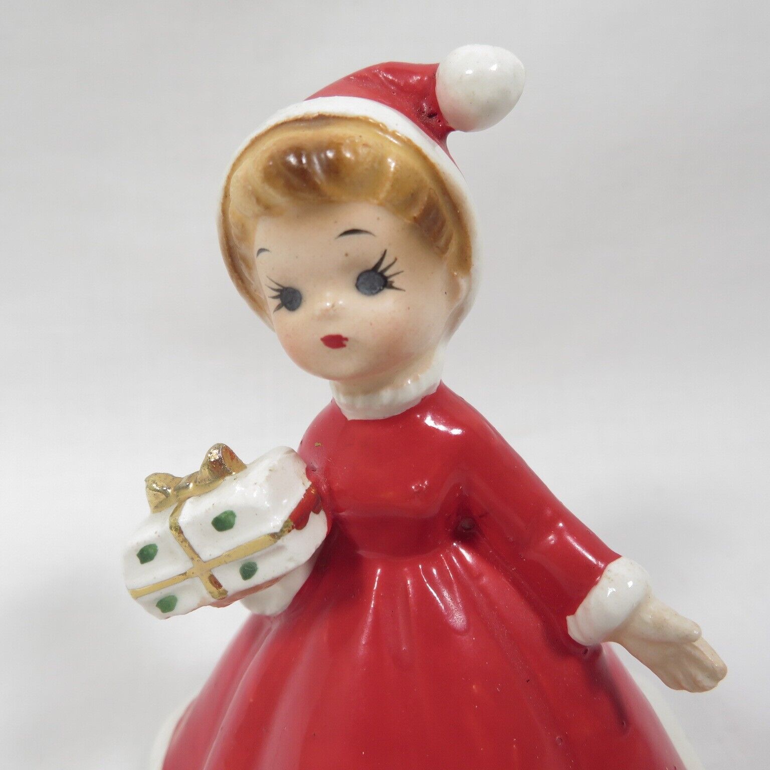 Vintage Josef Originals Christmas Girl Bell Figurine