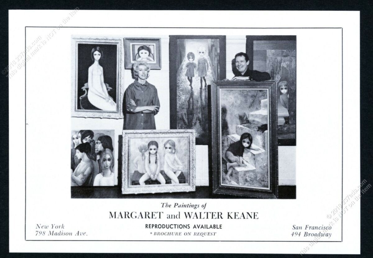 1962 Big Eyes artist Margaret Keane & Walter photo vintage print ad