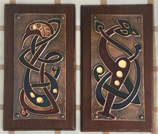 Irish Celtic Art Rathbanna Copperworks Eddie O\'Neill Enamel Copper Mural Plaques