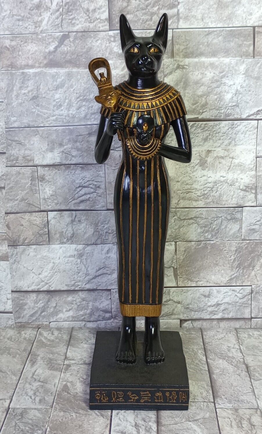 Vtg Standing Egyptian Lady Goddess Basht Statue Cat Pharaoh Veronese 2001  15.5\